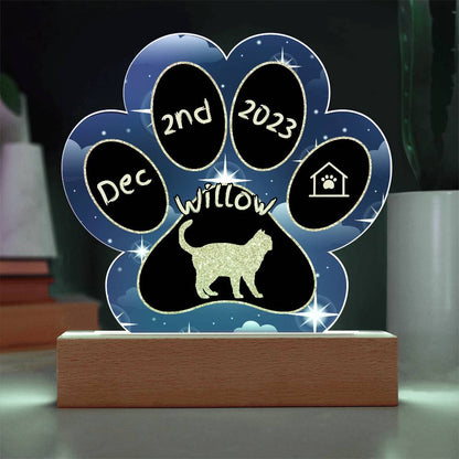 Ojos Azules - Personalized Cat Gotcha Day Acrylic Paw Print Plaque