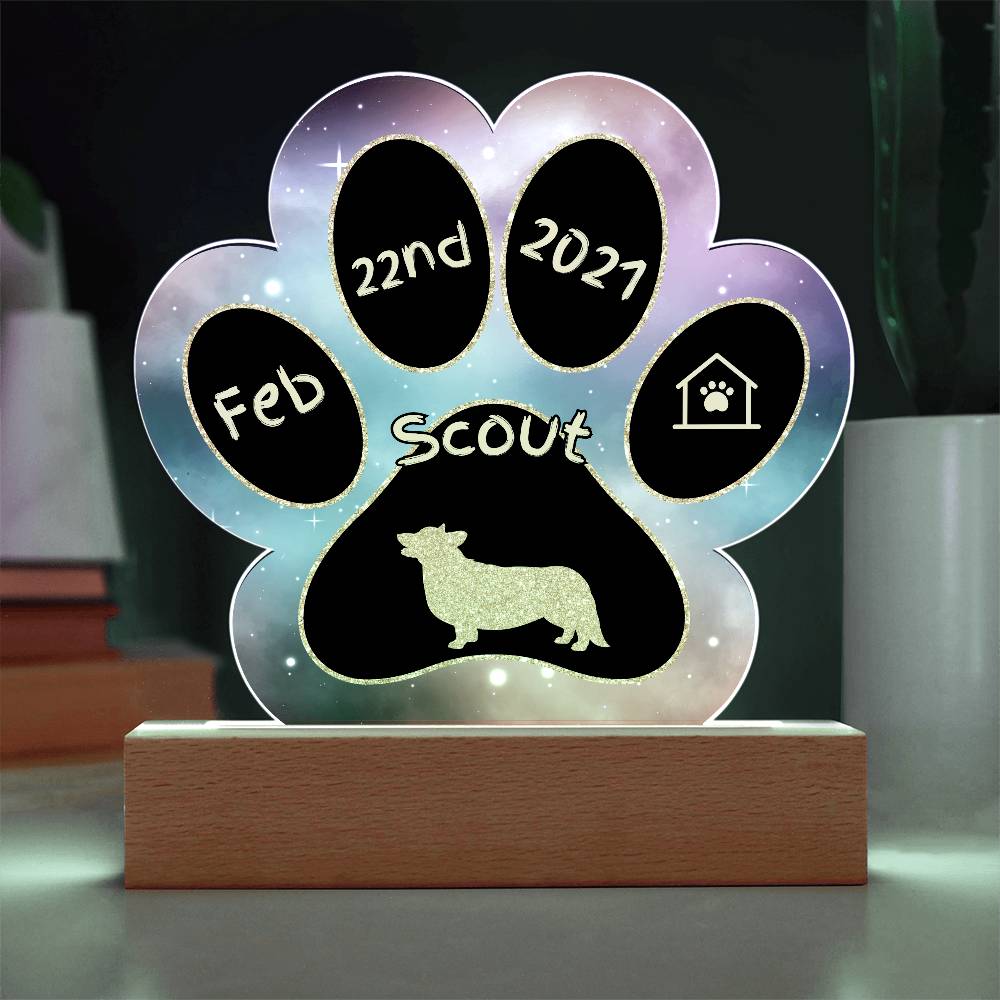 Pembroke Welsh Corgi - Personalized Dog Gotcha Day Acrylic Paw Print Plaque