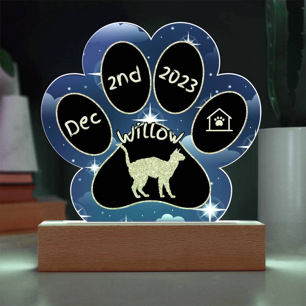 Lykoi - Personalized Cat Gotcha Day Acrylic Paw Print Plaque