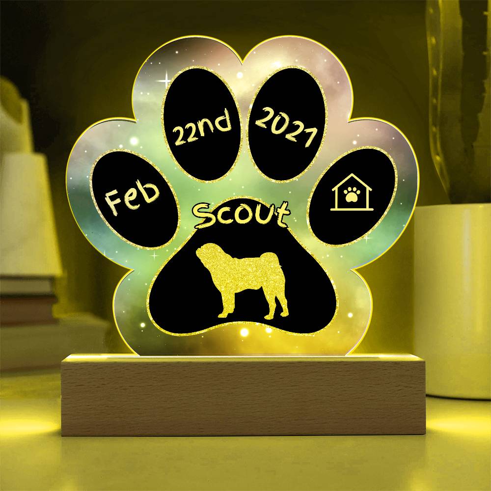 Pug - Personalized Dog Gotcha Day Acrylic Paw Print Plaque