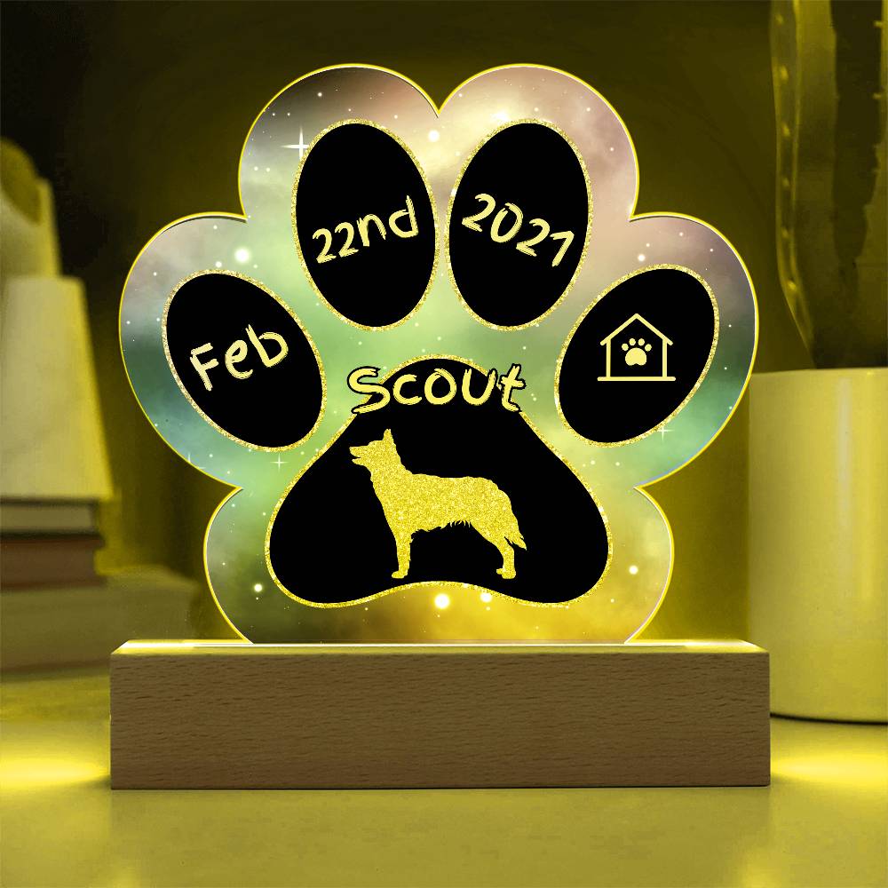 Mudi - Personalized Dog Gotcha Day Acrylic Paw Print Plaque