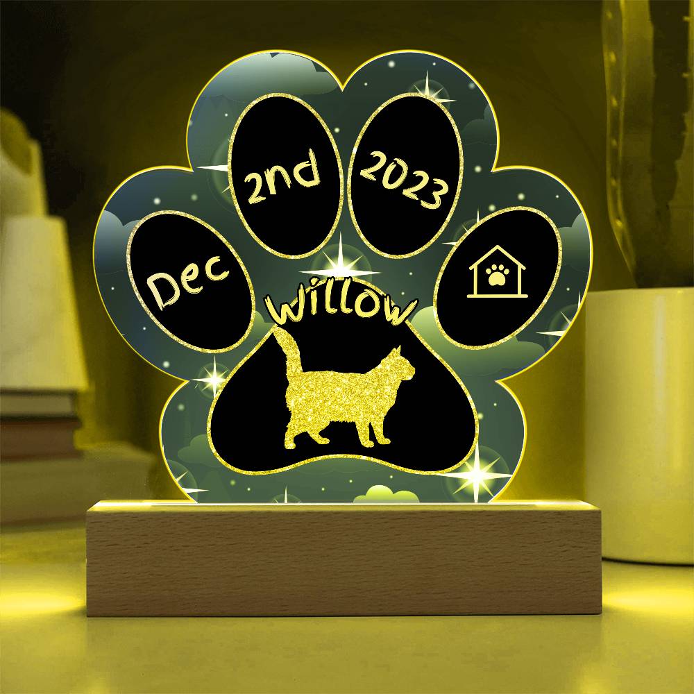 York Chocolate - Personalized Cat Gotcha Day Acrylic Paw Print Plaque