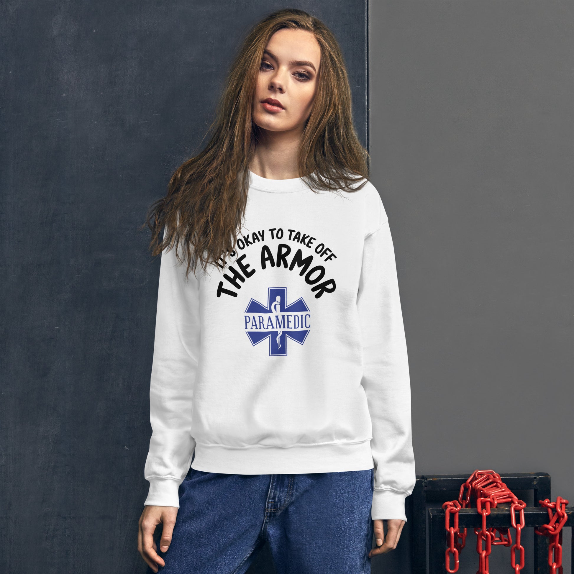 Paramedic / EMT, It's Okay To Take Off The Armor - Crew Neck Sweatshirt, Gildan