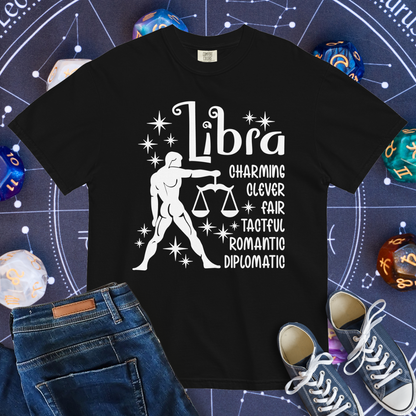 Libra Zodiac - Comfort Colors Unisex Garment-Dyed Heavyweight T-Shirt