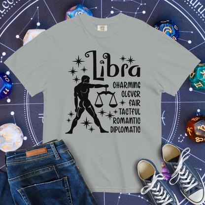 Libra Zodiac - Comfort Colors Unisex Garment-Dyed Heavyweight T-Shirt