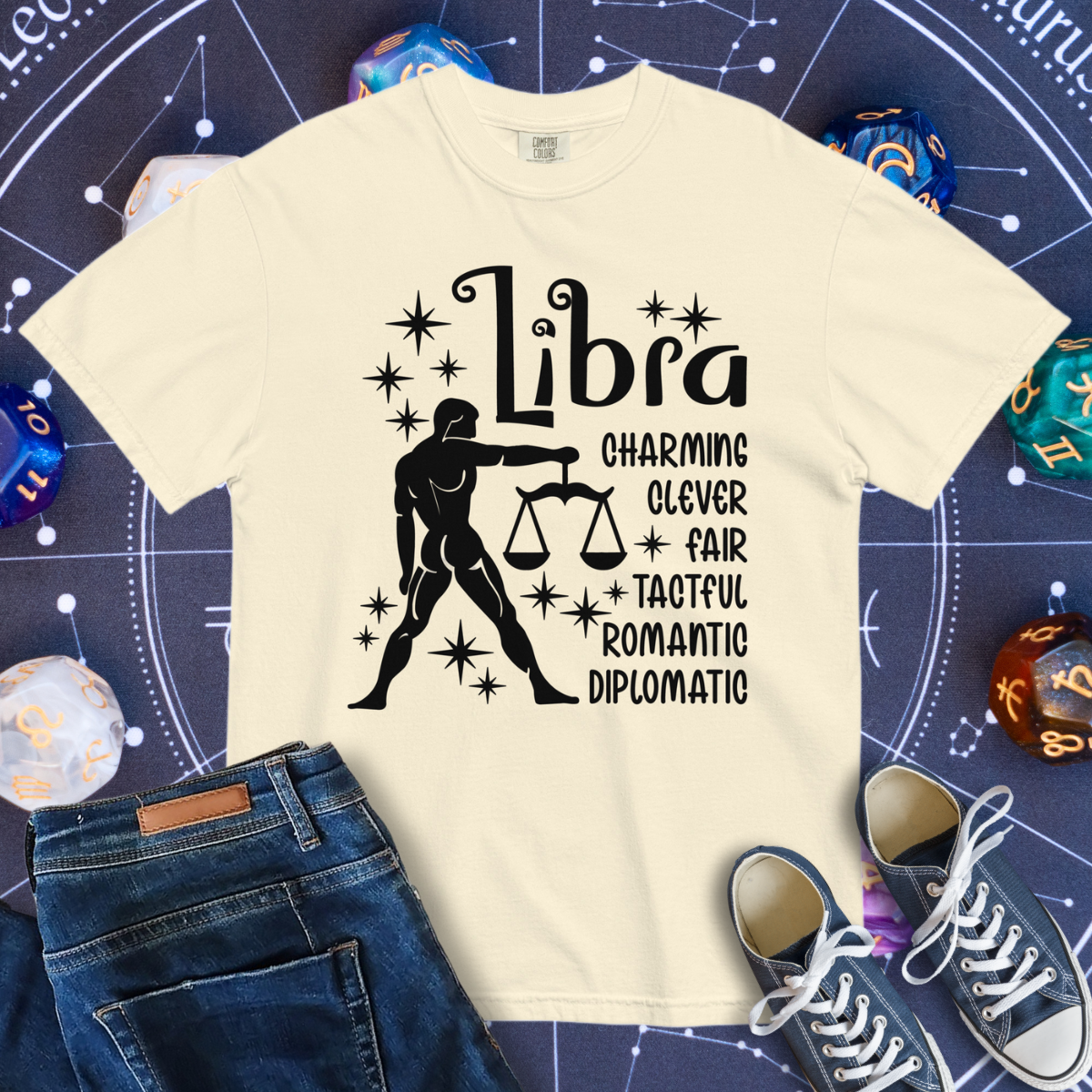 Libra Zodiac - Comfort Colors Unisex Garment-Dyed Heavyweight T-Shirt