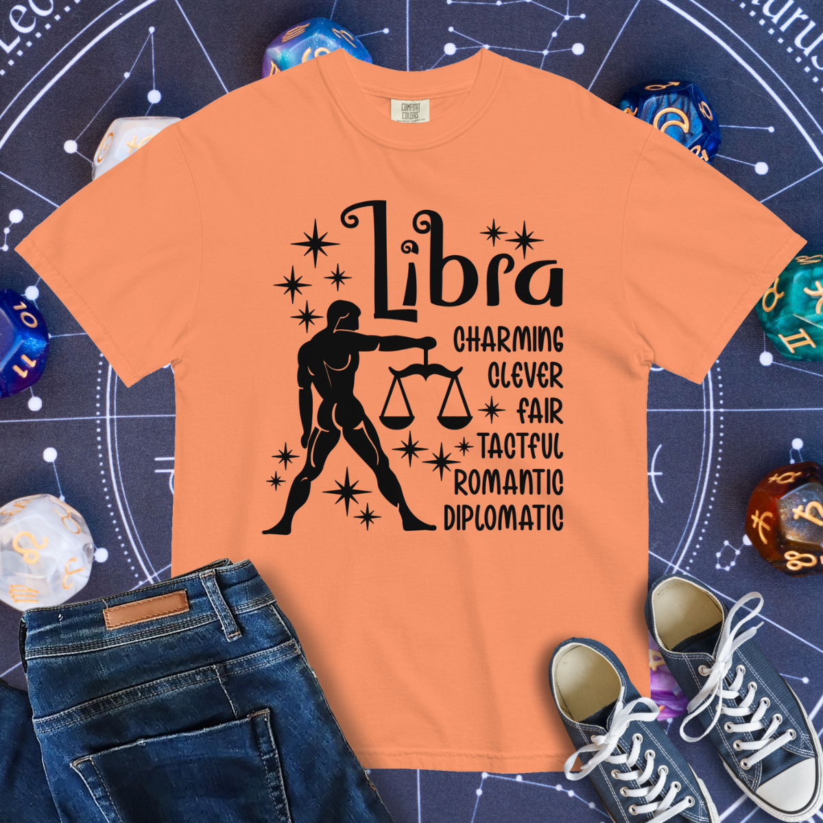 Libra Zodiac - Comfort Colors Unisex Garment-Dyed Heavyweight T-Shirt