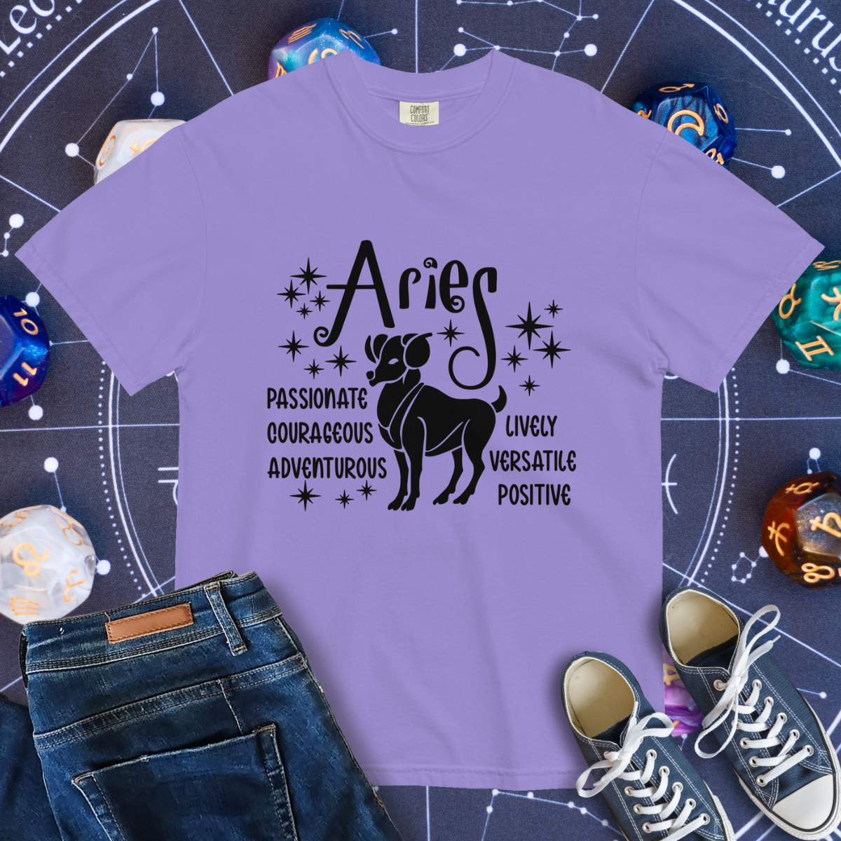 Aries Zodiac - Comfort Colors Unisex Garment-Dyed Heavyweight T-Shirt