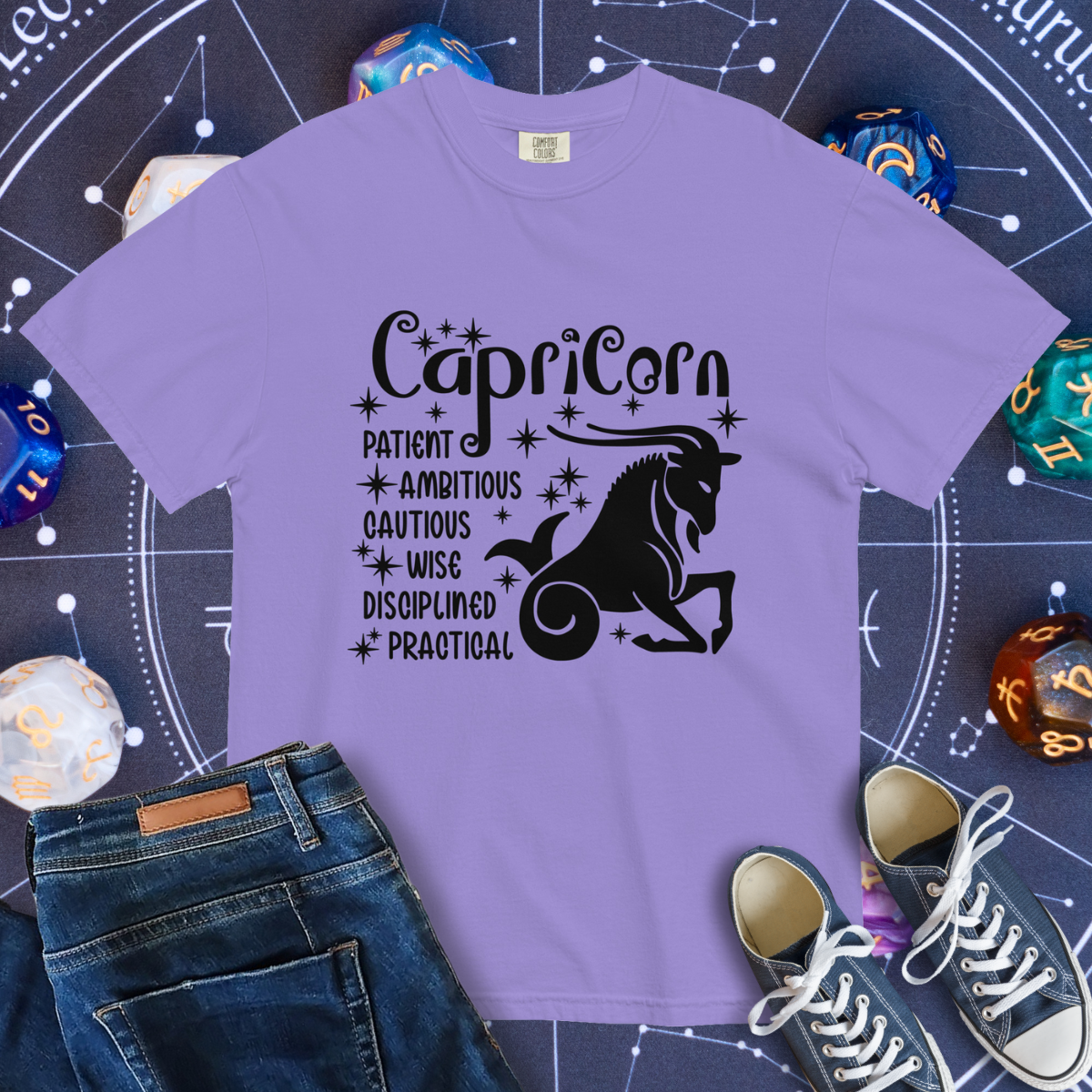 Capricorn Zodiac - Comfort Colors Unisex Garment-Dyed Heavyweight T-Shirt