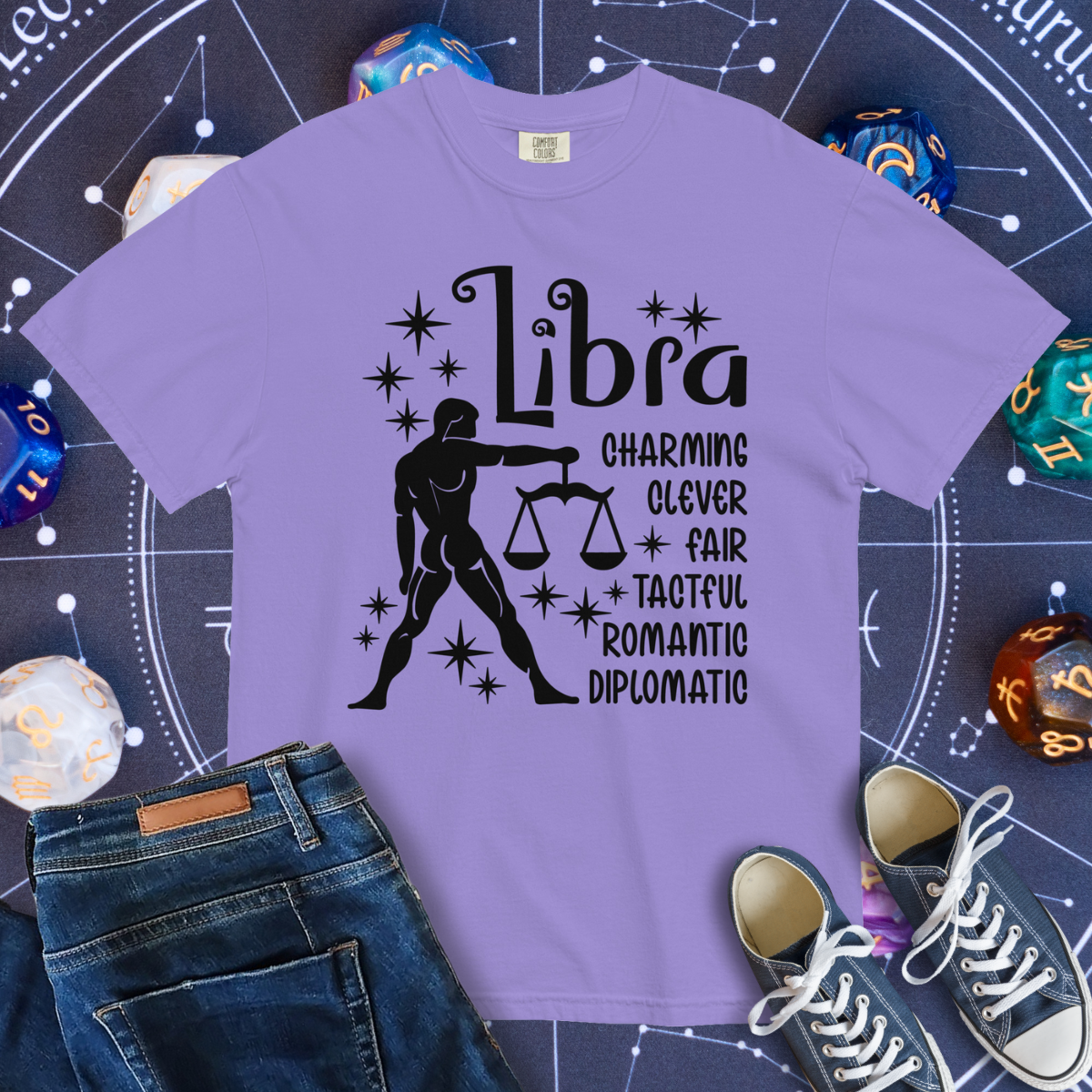 Libra Zodiac - Comfort Colors Unisex Garment-Dyed Heavyweight T-Shirt